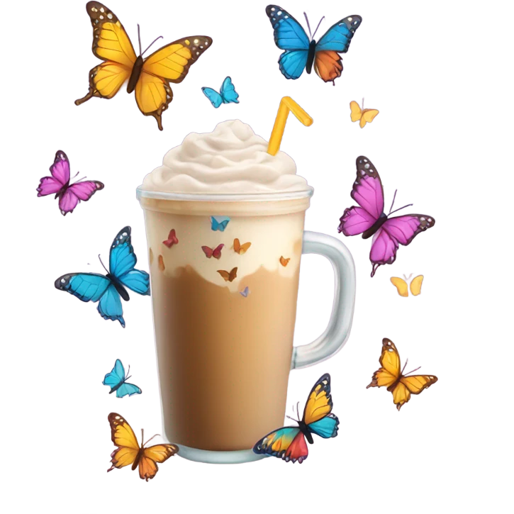 Iced latte with butterflies  emoji