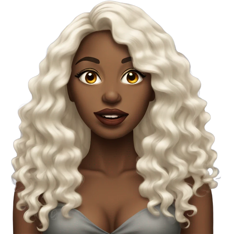 stunning african woman big lips and long wavy hair  emoji