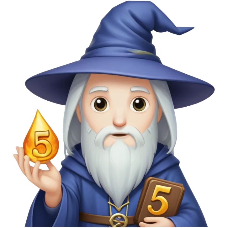 wizard holding number 5 emoji