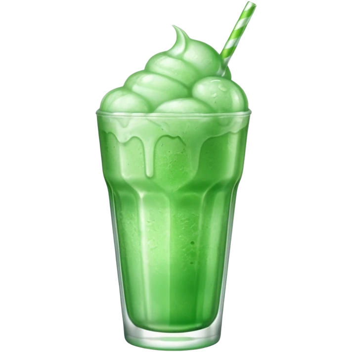 ice cream green soda on a glass with ice emoji