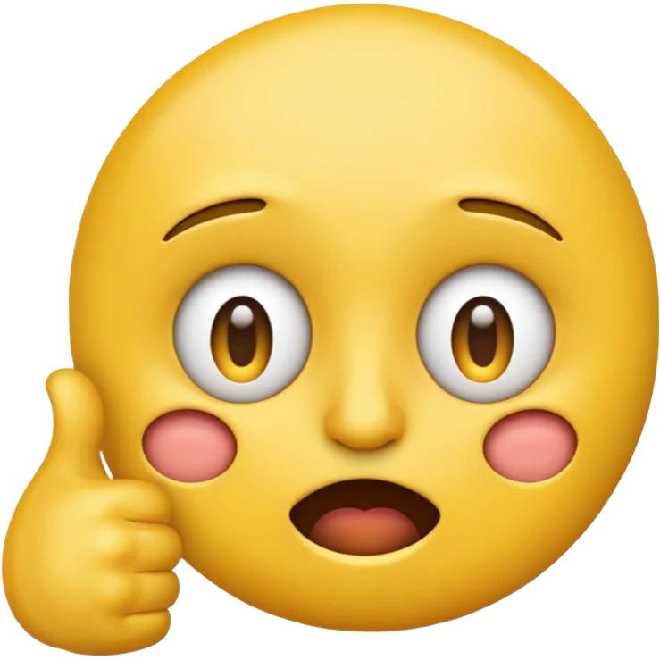 Original yellow Emoji face stressed out with one eye half open quivering out of anxiety and a singular thumbs up sticking out.  emoji