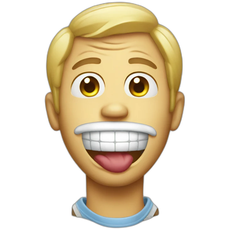 Man doing gum balloon emoji