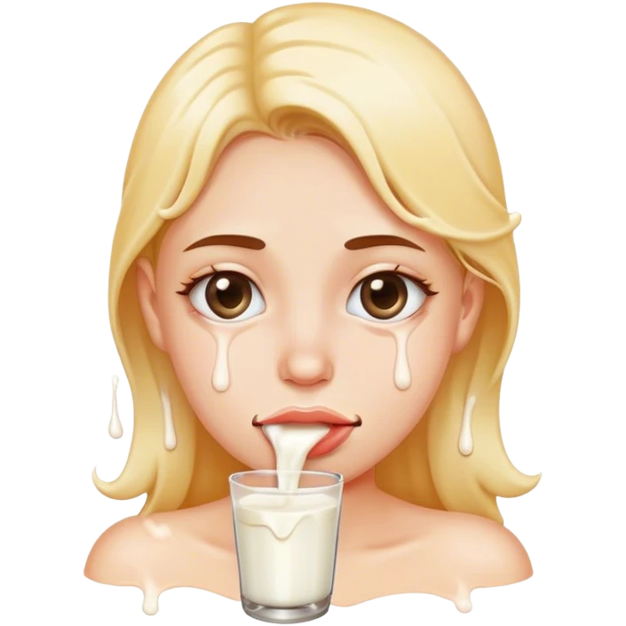 Milk dripping from lips emoji
