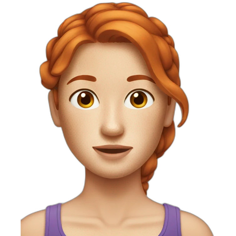Redhead woman freckles long ponytail emoji