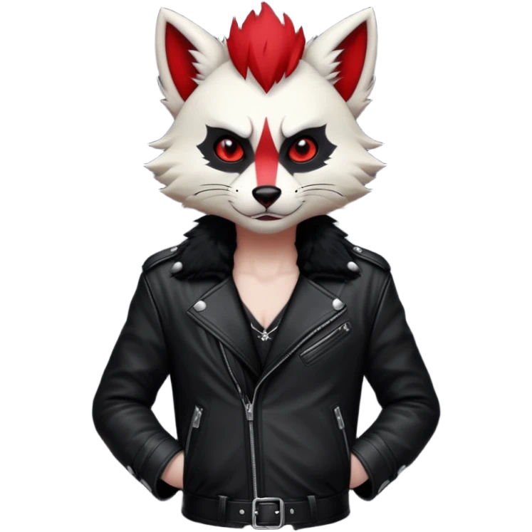 Anthropomorphic Anthro Furry punky gothic black white and red badass cool stylish handsome smexy Animal-furry-fursona emoji