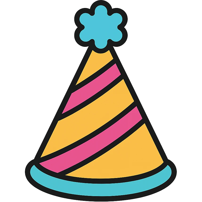 party hat color icon with pom-pom on top emoji