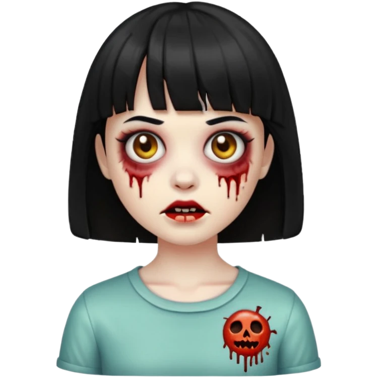 zombie emoji girl with short bangs and black hair emoji