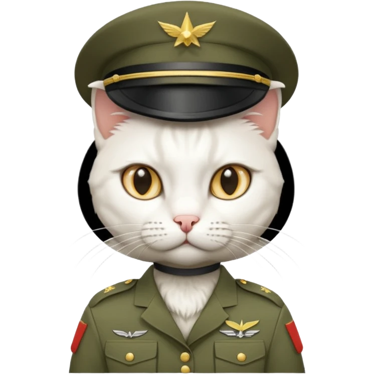 white Cat in army outfit emoji