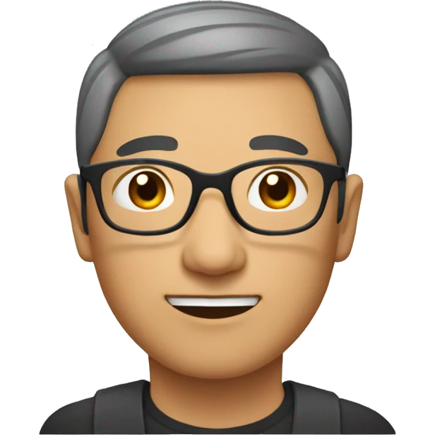 middle age asian man with a buzzed haircut and glasses emoji