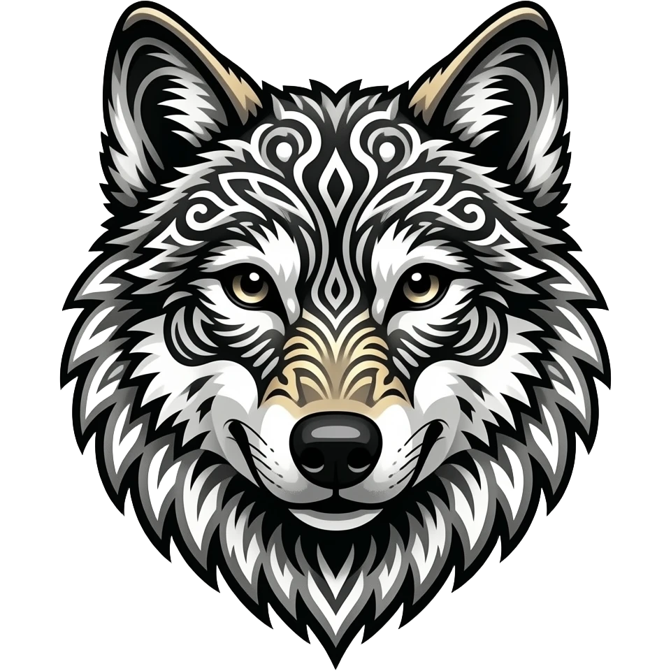 Tribal wolf tattoo pattern emoji