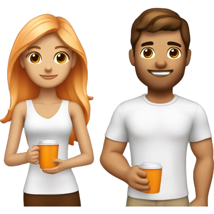 pareja de una chica con piel clara y cabello naranja y un chico con piel morena y pelo café  emoji