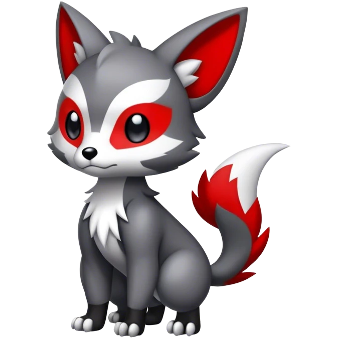 Cute cool black red white grey animal hybrid Fakemon full body emoji