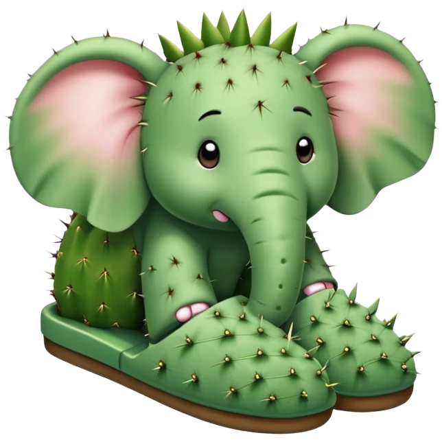 A cactus elephant with slippers emoji