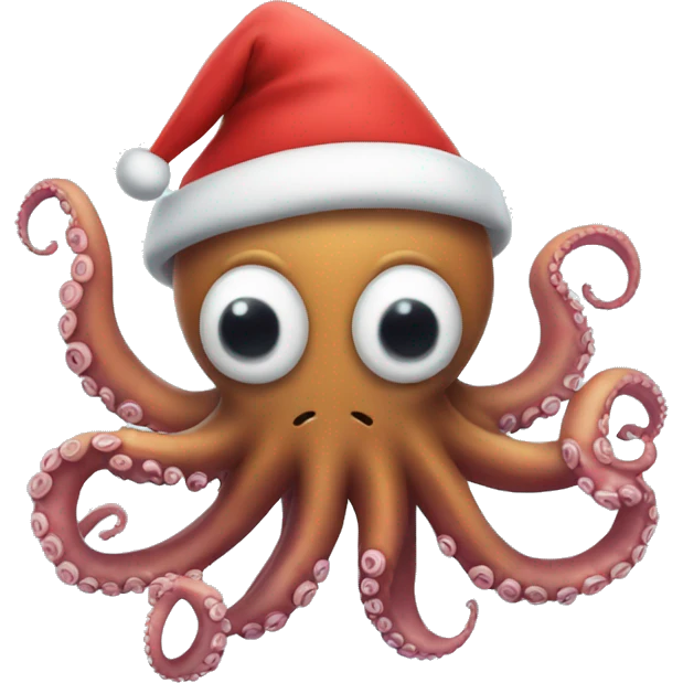 Octopus wearing Santa hat emoji