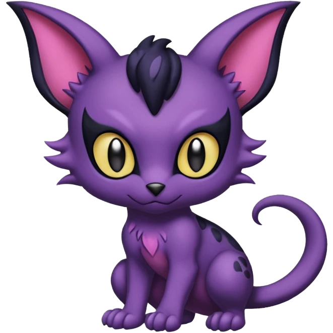 Black batty vampiric scary spooky dark dusky gloomy cute handsome beautiful pretty Liepard-Noibat-Delcatty-Pokémon-fusion emoji