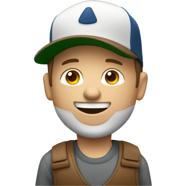 White man with brown hair, a baseball hat, mowing the lawn, talking on the phone  emoji