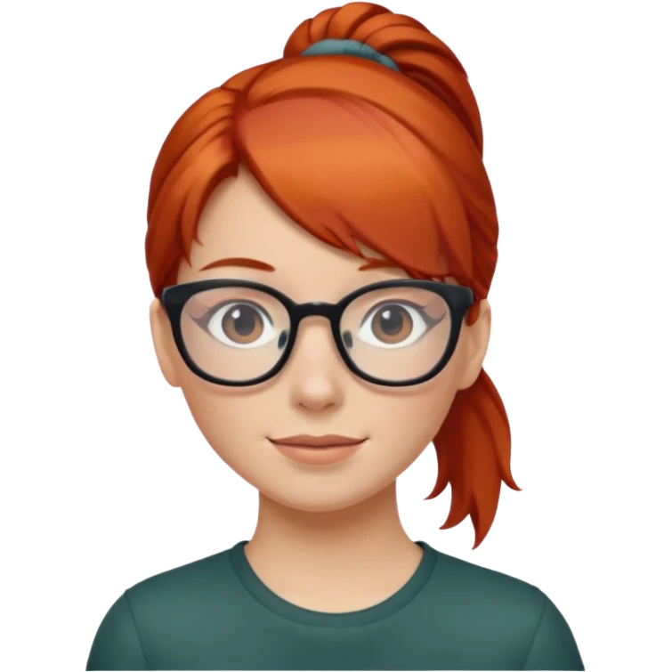 red haired Ponytail Girl with Glasses emoji