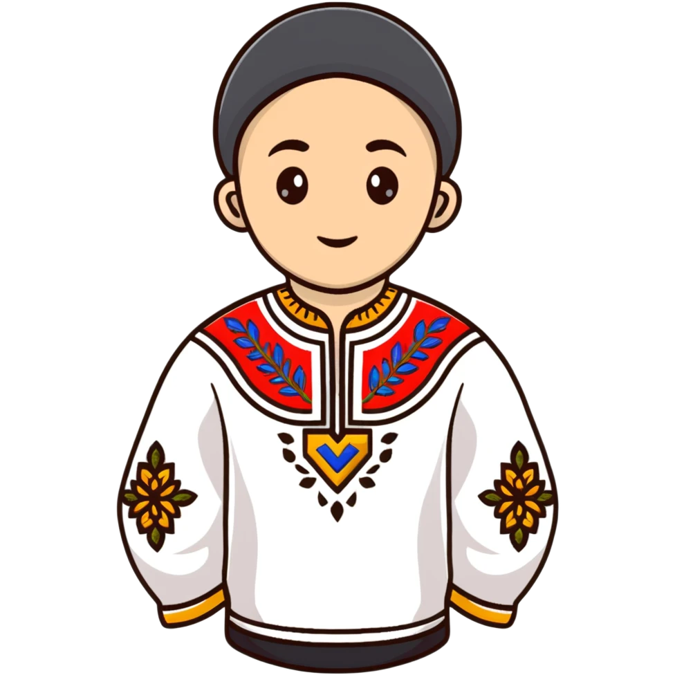A young Ukrainian psychologist wearing a traditional embroidered vyshyvanka shirt emoji