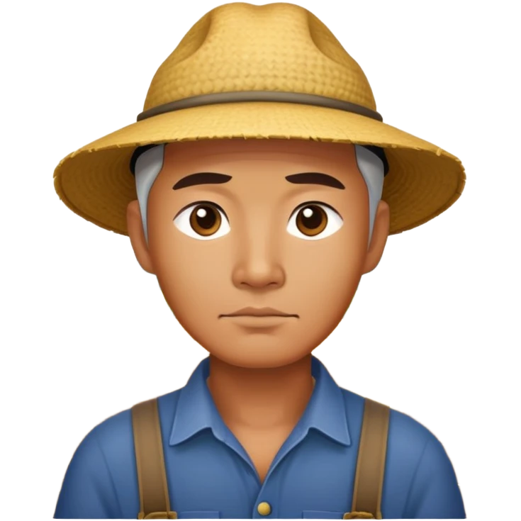 seriuos asian photorealistic farmer emoji