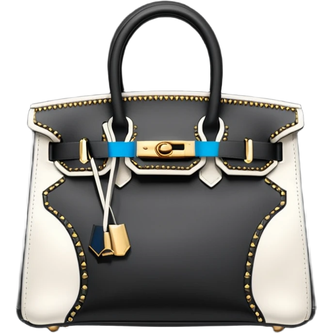 balck birkin with gold stitching bag emoji