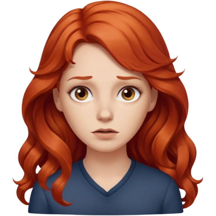 Fear of public speaking, white woman, long curly red hair, make hair more wavy and less puffy emoji