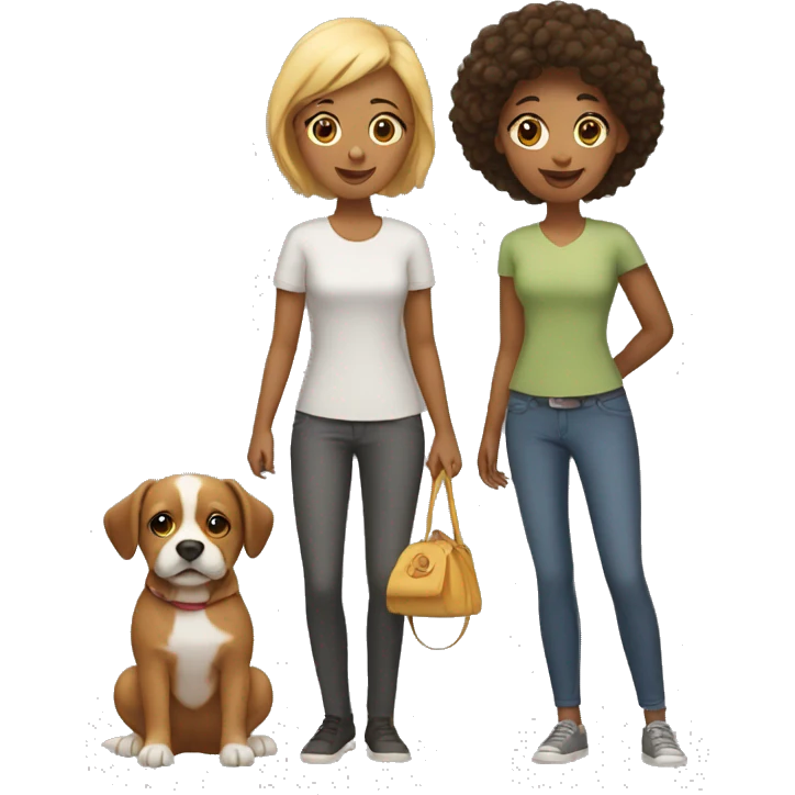 two women with a dog emoji