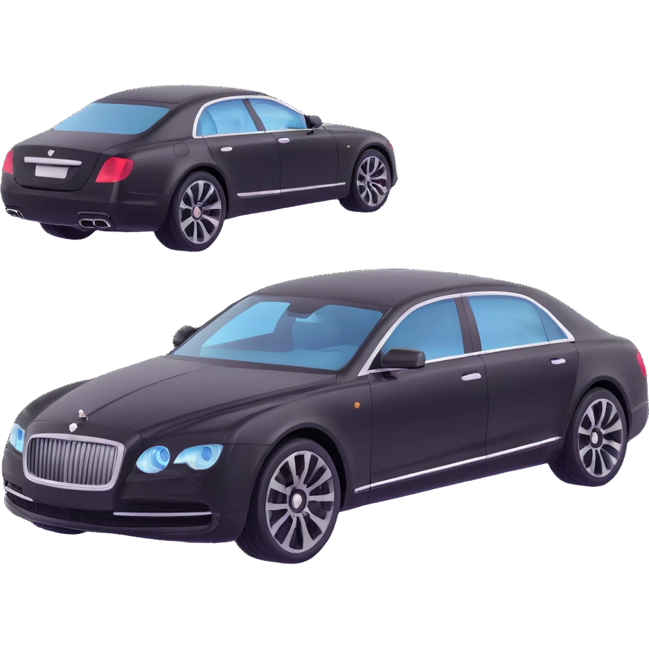 Add a transparent film next to the black luxury car, clearly separated and visible, as if ready to be applied, keep the elegant 3D style emoji