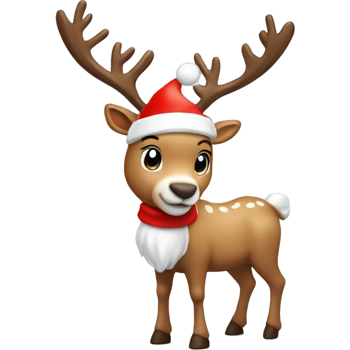 reindeer with santa hat on￼ emoji