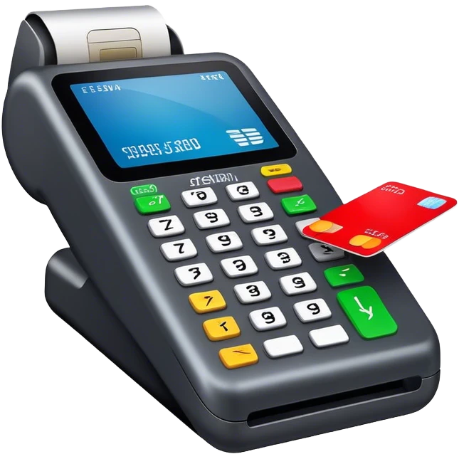 Debit card swiping payment terminal touchscreen emoji