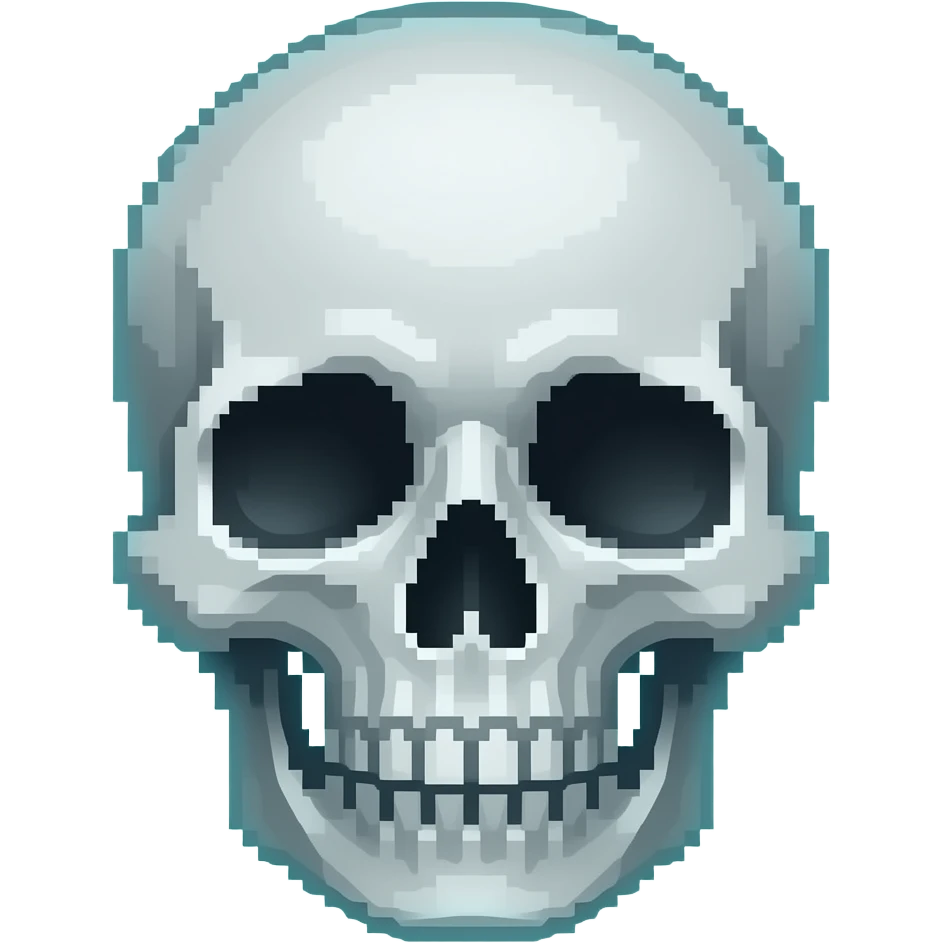 cool looking pixelated skull emoji