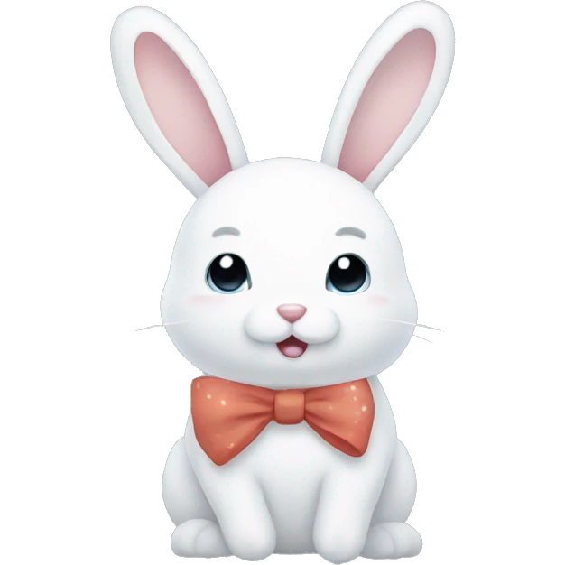 Snow rabbit cute with bow emoji