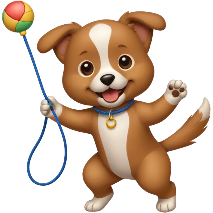 dog playing with a string toy emoji