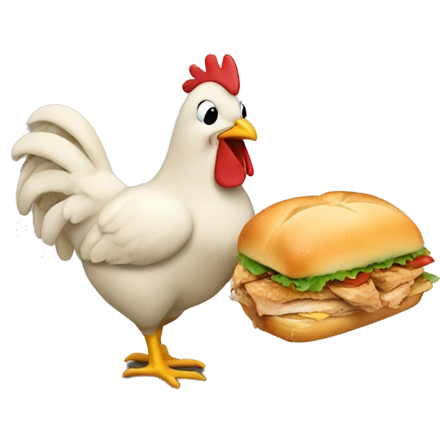 chicken eating a sandwhich emoji