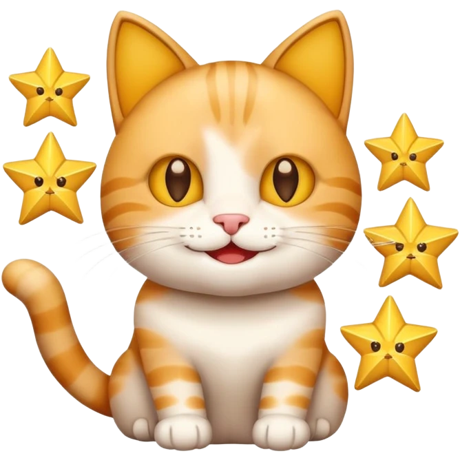 Happy Cat holding 5 stars  emoji