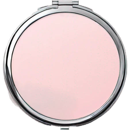 pastel pink powder compact with mirror emoji