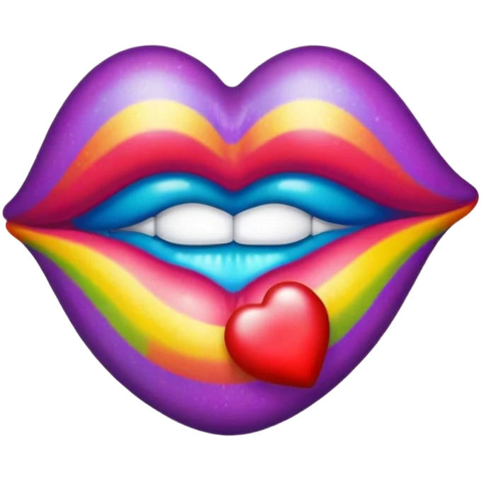 A psychedelic-colored sealed with a kiss mark emoji