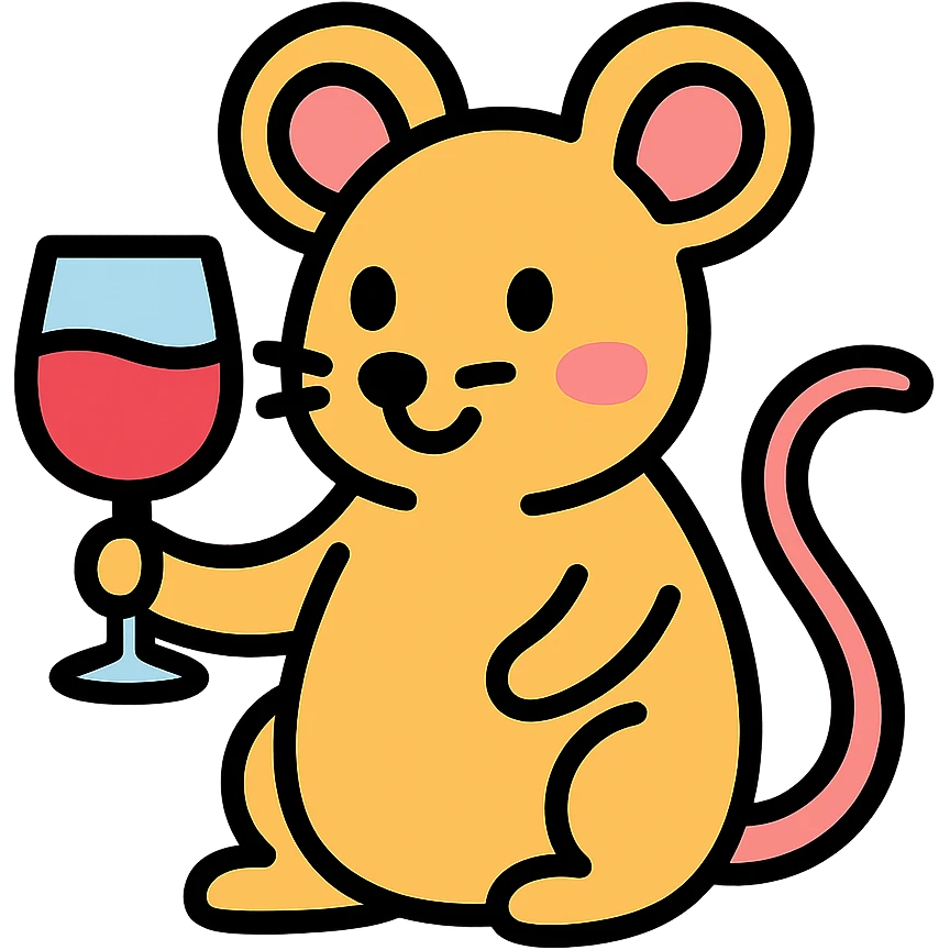 mouse with glass of vine emoji