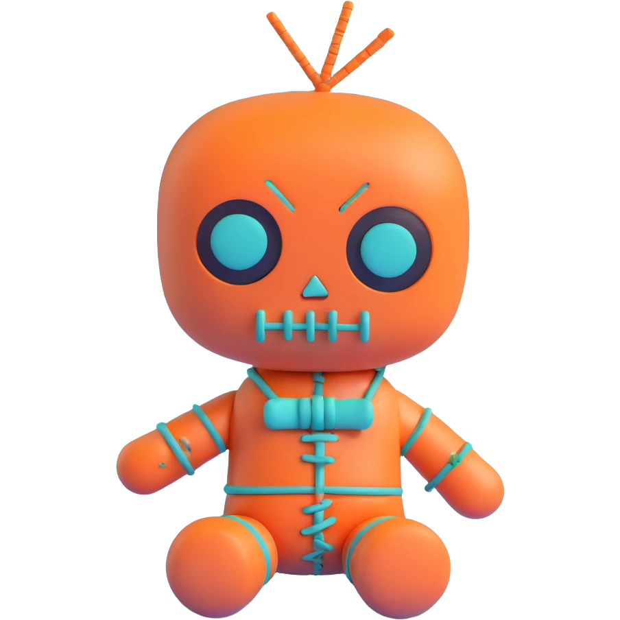 teal and orange voodoo doll emoji