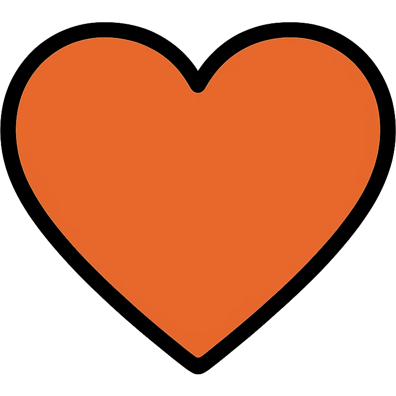 dark orange heart, flat, bold emoji