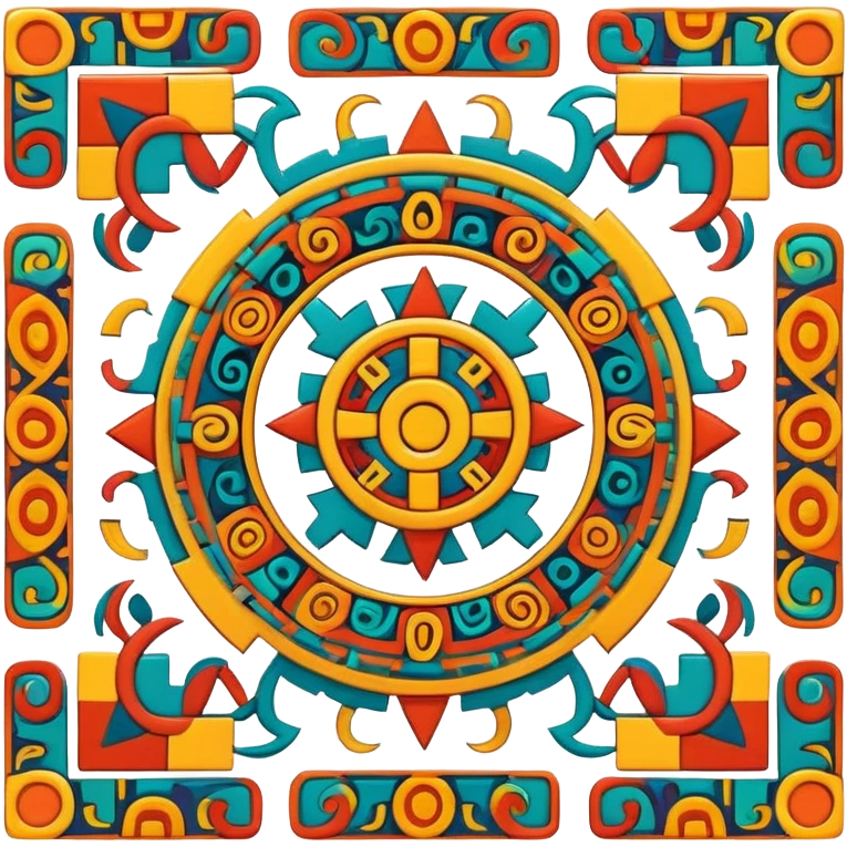 Mixtec pattern with geometric symbols and bright colors emoji