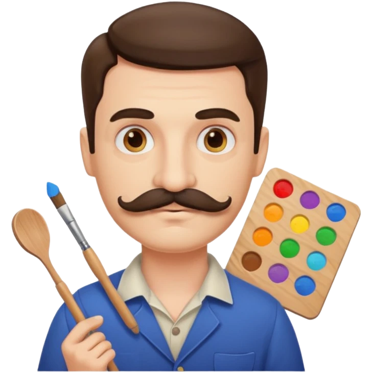 artist with a palette and a moustache emoji