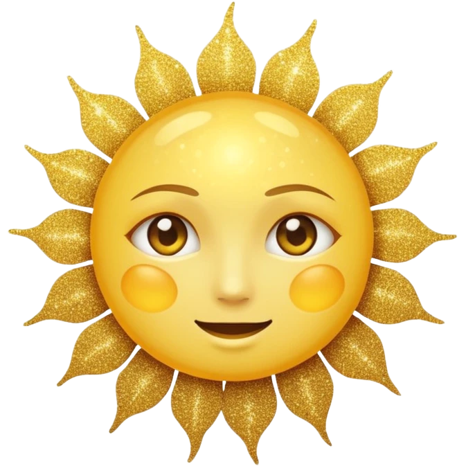 sun in 2d golden glitter in colour without face emoji
