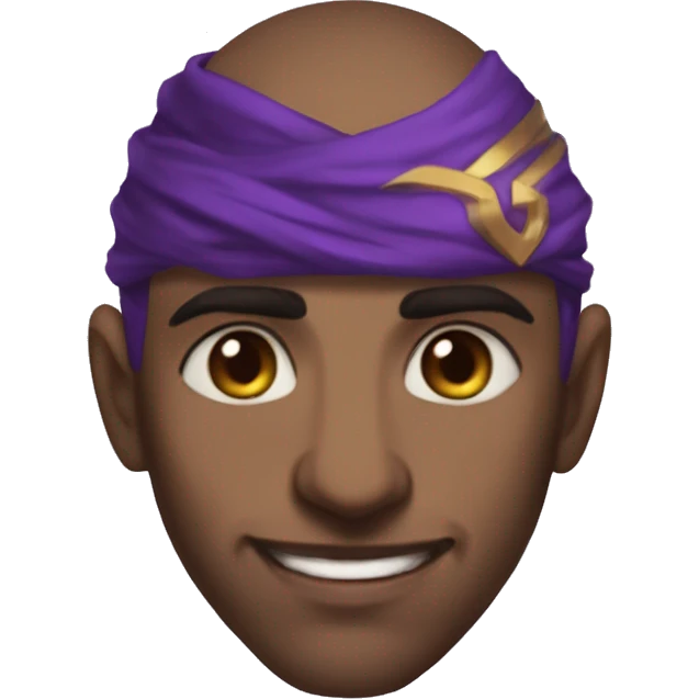 make kassadin from league of legends but just his head and blushing, make him middle eastern, not brown, and she less of his face and more of kassadins mask. make his skin lighter emoji