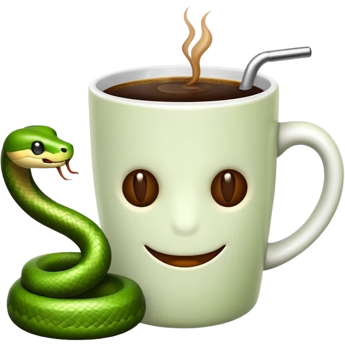 Snake themed emoji with coffee emoji