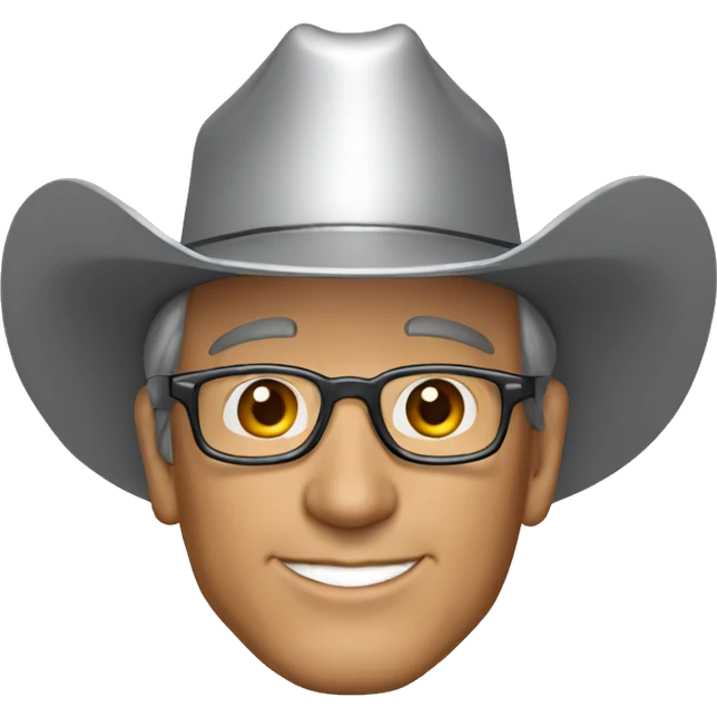 George strait with some wrinkles and glasses with silver cowboy hat emoji