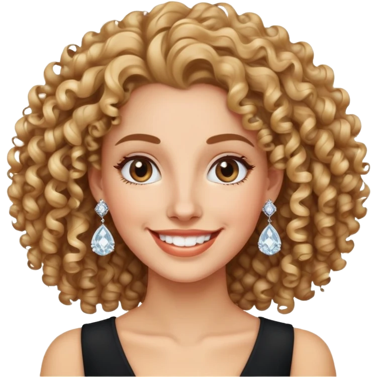 making smiling with big diamond earring, curly hair emoji