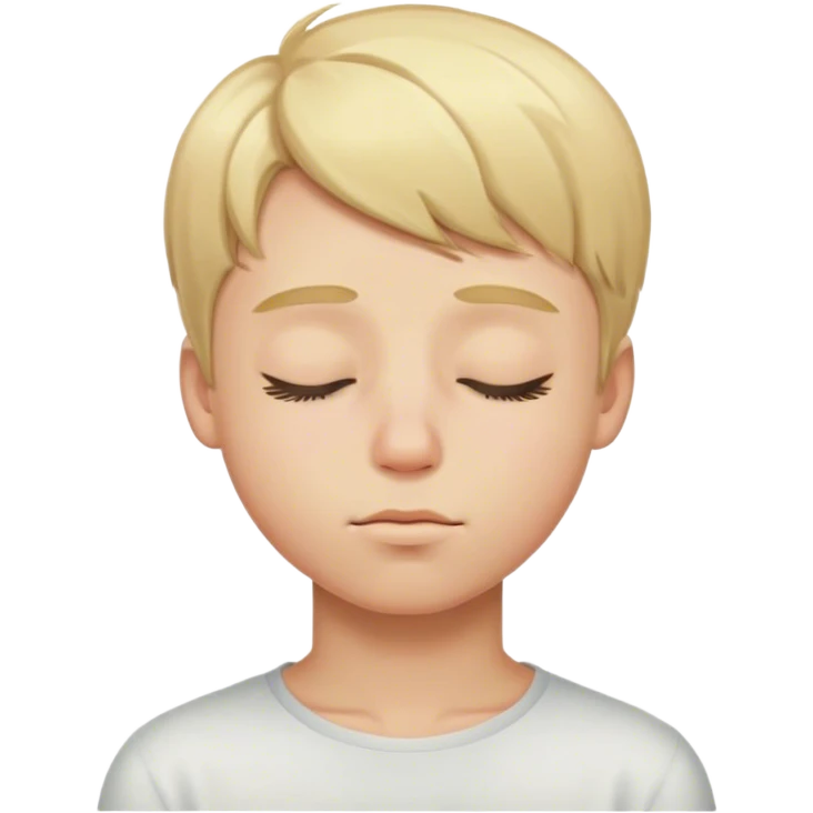 blonde boy with closed eye emoji