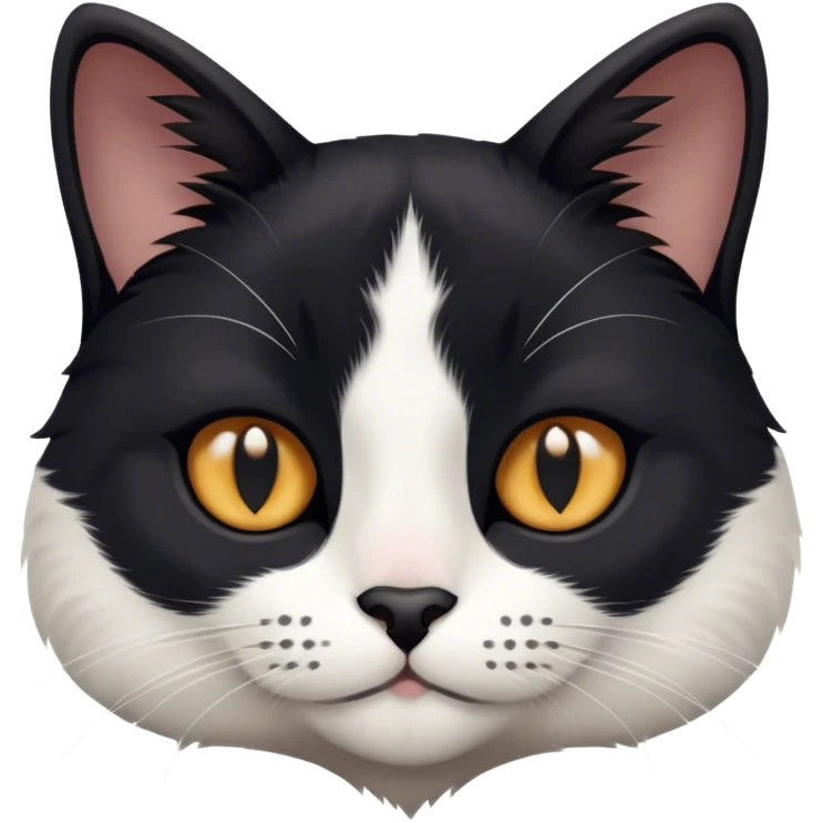 black and white cat face more black than white  emoji