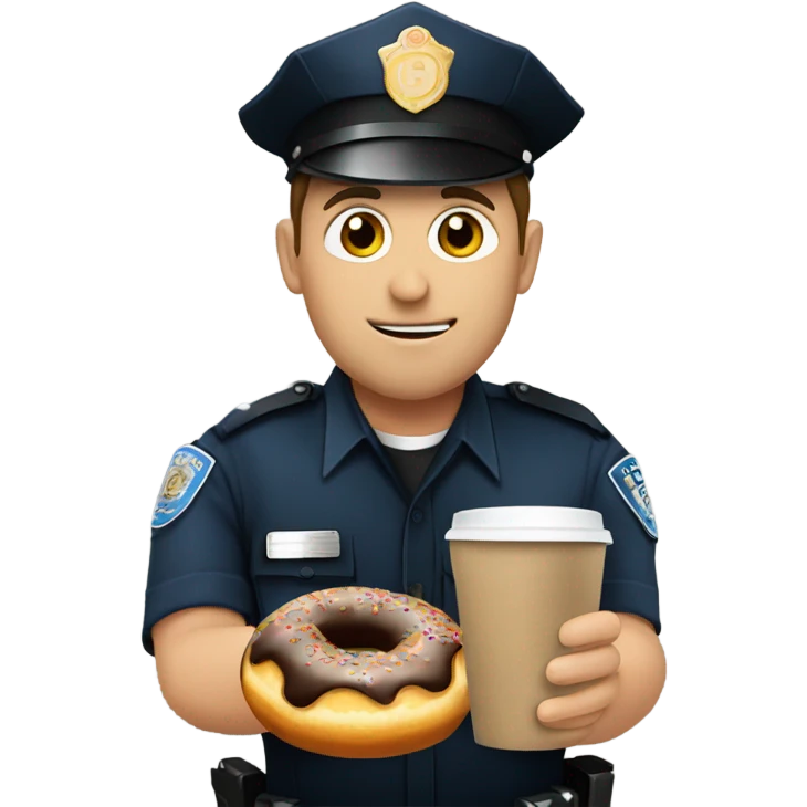 Police officer holding donut and coffee emoji