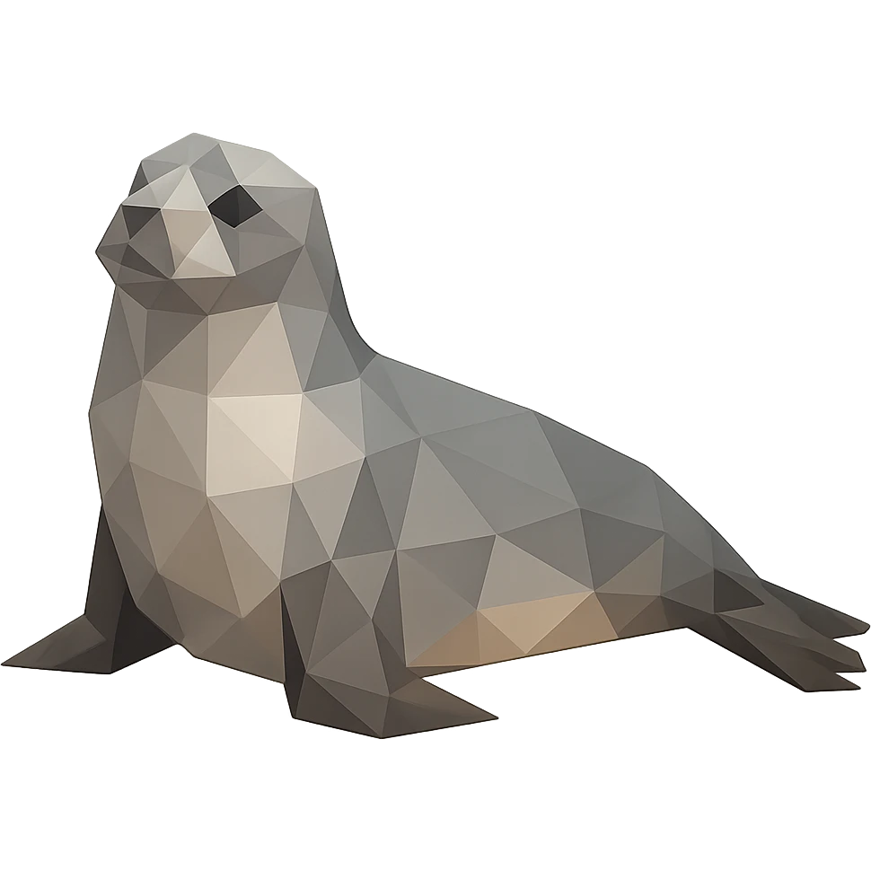 polygonal seal, low-poly polygonal illustration emoji